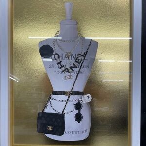 Elegant CHANEL Large Black & Gold Fashion Mannequin Frame